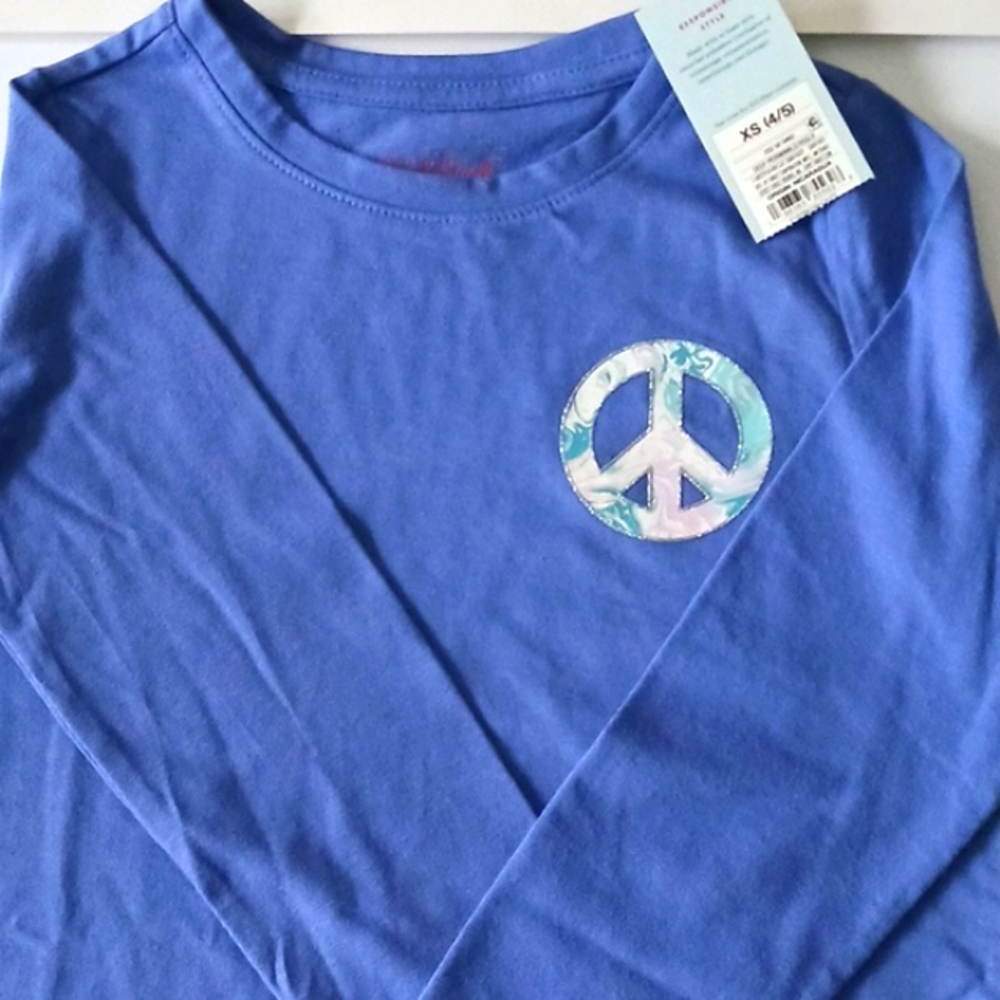 GIRL'S Cat & Jack Peace Sign Long Sleeve T-Shirt